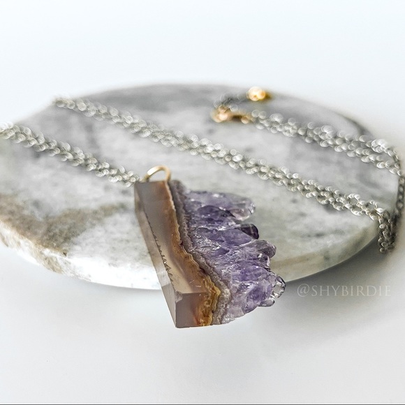NEW Artisan Amethyst Semiprecious Gemstone Slice Pendant - Picture 6 of 14